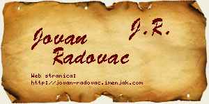 Jovan Radovac vizit kartica